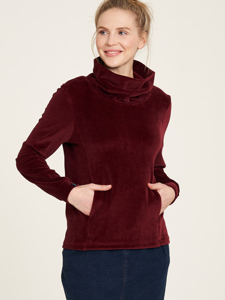 Tranquillo Rotes Samt-Sweatshirt mit Kragen Tranquillo