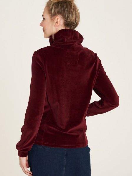 Tranquillo Rotes Samt-Sweatshirt mit Kragen Tranquillo
