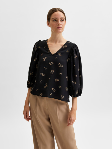 Selected Femme Schwarze, lockere Damenbluse mit Ballonärmeln von Selected Femme Margunn