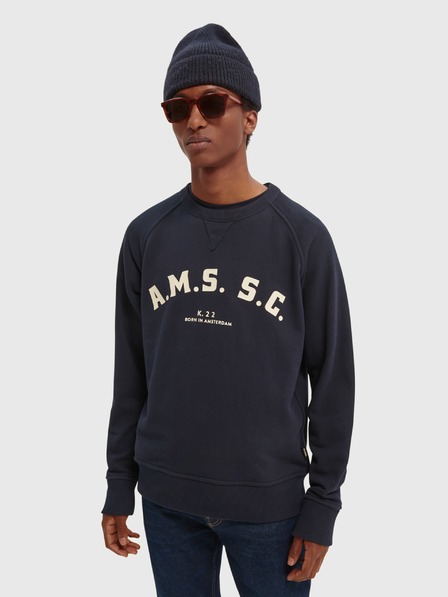 Scotch & Soda Dunkelblaues bedrucktes Sweatshirt für Herren Scotch & Soda