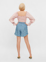 Pieces Blau gestreifte, lockere Shorts Pieces Tiffany