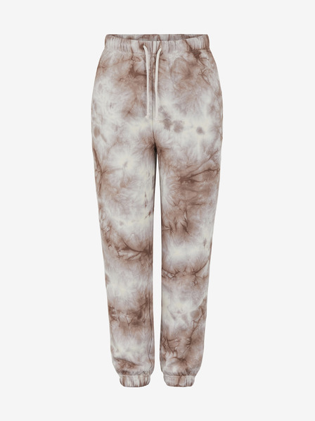 Pieces Cremefarbene und braun gemusterte Jogginghose Pieces Chilli