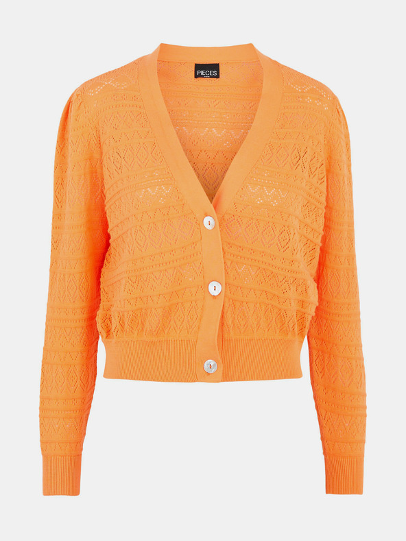 Pieces Orangefarbene Strickjacke Pieces Leya
