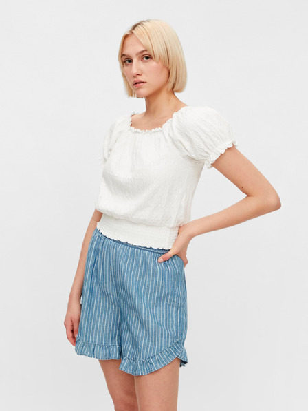 Pieces Cremefarbene kurze Bluse Pieces Leaf