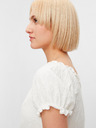 Pieces Cremefarbene kurze Bluse Pieces Leaf