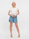 Pieces Cremefarbene kurze Bluse Pieces Leaf