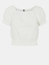 Pieces Cremefarbene kurze Bluse Pieces Leaf