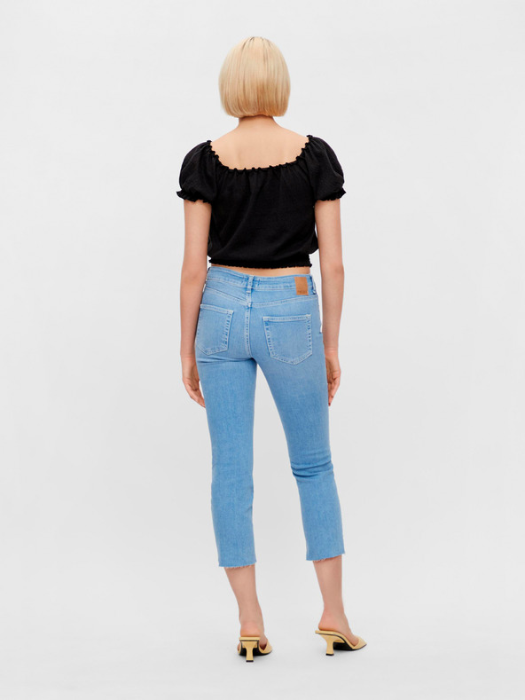 Pieces Schwarze kurze Bluse Pieces Leaf