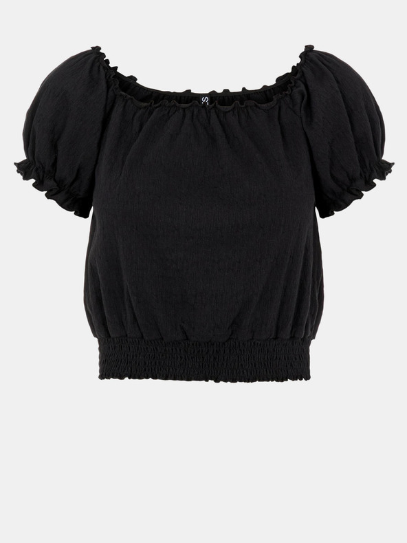 Pieces Schwarze kurze Bluse Pieces Leaf