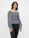 Pieces Dunkelblaue geblümte Bluse mit freien Schultern Pieces Laoise