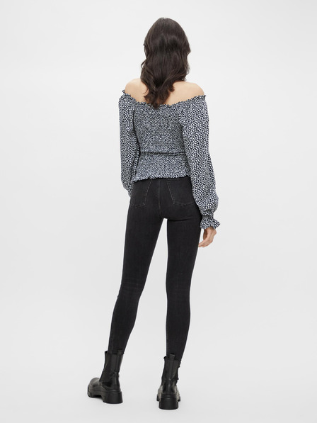 Pieces Dunkelblaue geblümte Bluse mit freien Schultern Pieces Laoise