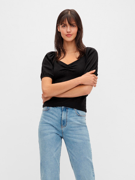 Pieces Schwarz gemusterte Bluse Pieces Lucy