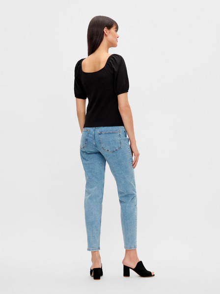 Pieces Schwarz gemusterte Bluse Pieces Lucy