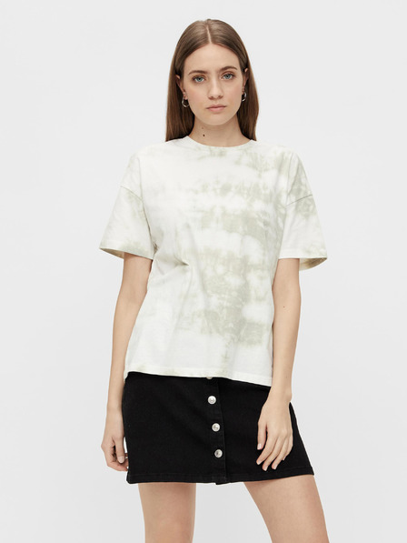 Pieces Graues und weißes Batik-T-Shirt Pieces Panni
