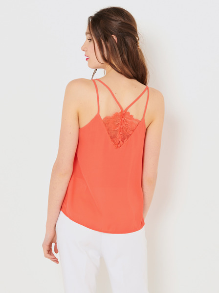 CAMAIEU Orangefarbenes Oberteil mit Spitze CAMAIEU