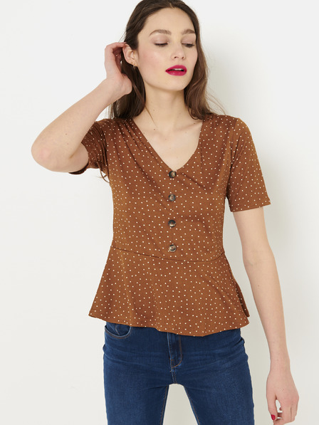 CAMAIEU Braun gepunktete Bluse CAMAIEU