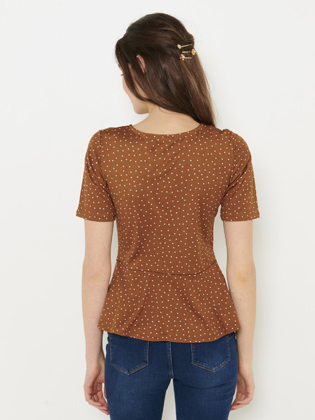 CAMAIEU Braun gepunktete Bluse CAMAIEU