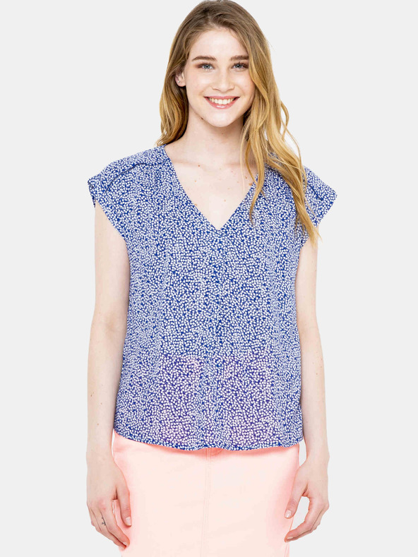 CAMAIEU Blau gemusterte Bluse CAMAIEU