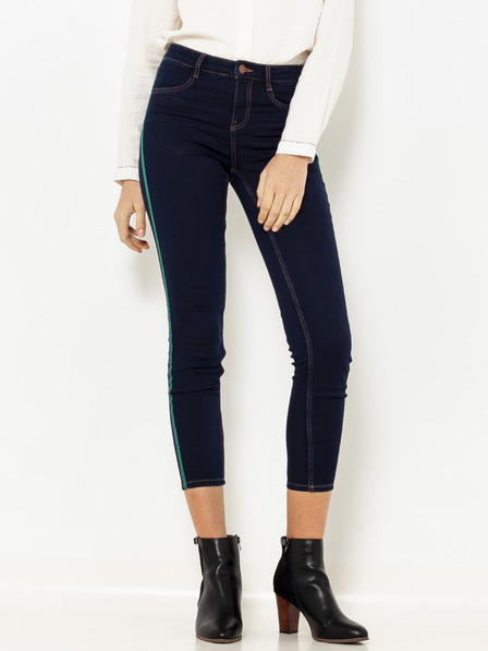 CAMAIEU Dunkelblaue Cropped Skinny Fit-Jeans mit CAMAIEU-Schärpe