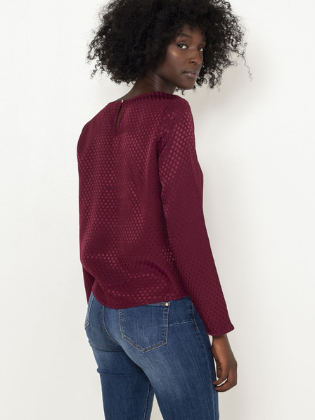 CAMAIEU Burgunderfarbene Bluse mit Krawatten CAMAIEU