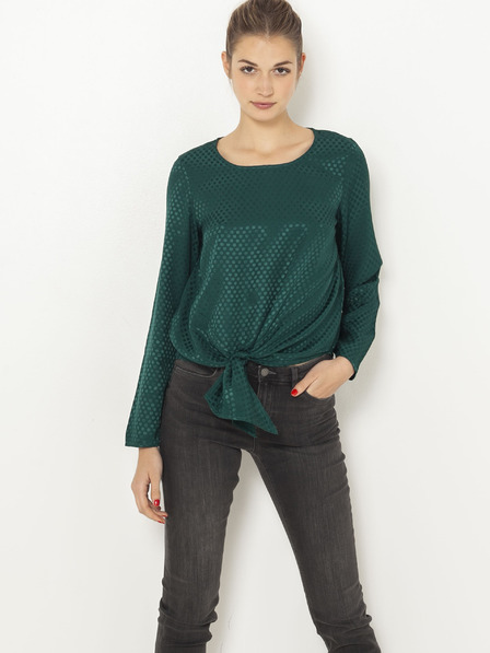 CAMAIEU Dunkelgrüne Bluse mit Krawatten CAMAIEU