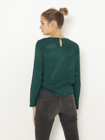 CAMAIEU Dunkelgrüne Bluse mit Krawatten CAMAIEU