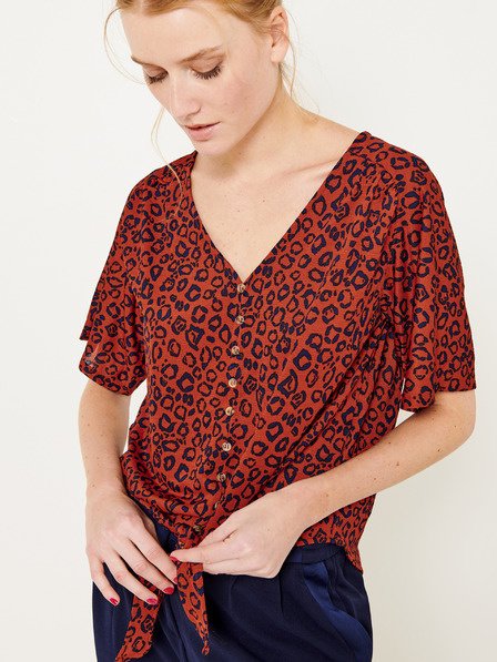 CAMAIEU Ziegelsteinfarbene Bluse mit Leopardenmuster CAMAIEU