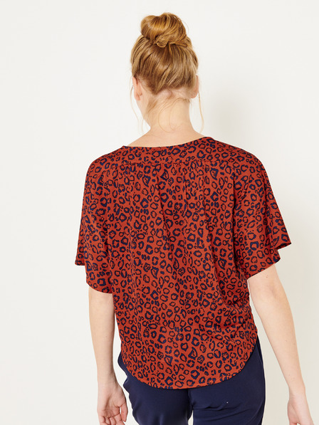 CAMAIEU Ziegelsteinfarbene Bluse mit Leopardenmuster CAMAIEU