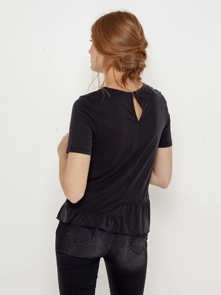 CAMAIEU Schwarzes T-Shirt mit Rüsche CAMAIEU
