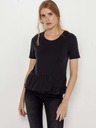 CAMAIEU Schwarzes T-Shirt mit Rüsche CAMAIEU