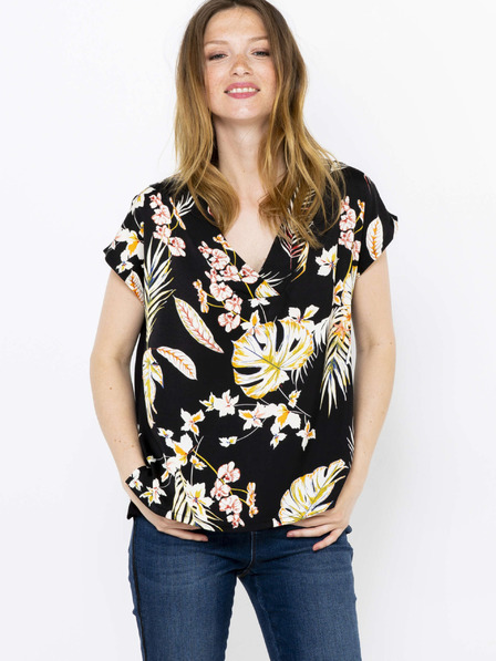 CAMAIEU Schwarze geblümte Bluse CAMAIEU