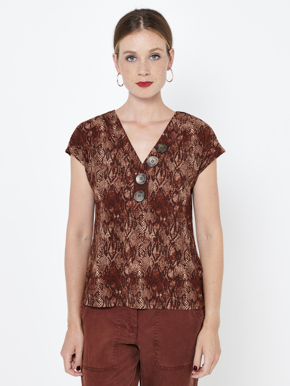 CAMAIEU Braune Bluse mit Schlangenmuster CAMAIEU