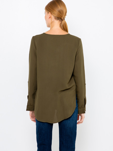 CAMAIEU Khakifarbene Bluse mit verlängertem Rücken CAMAIEU