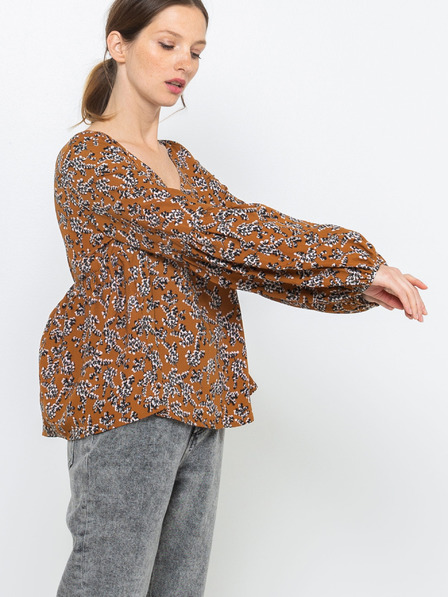 CAMAIEU Braun gemusterte Bluse CAMAIEU