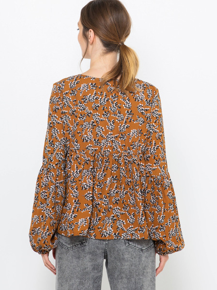 CAMAIEU Braun gemusterte Bluse CAMAIEU