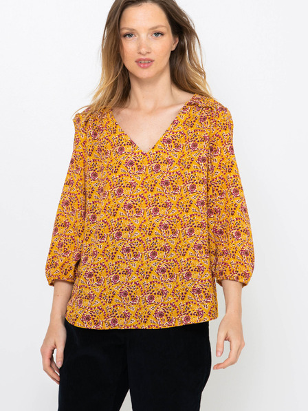 CAMAIEU Senfgelbe geblümte Bluse CAMAIEU