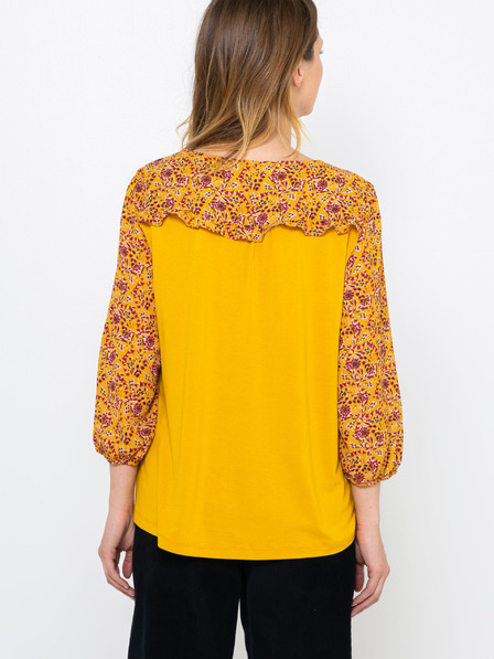 CAMAIEU Senfgelbe geblümte Bluse CAMAIEU