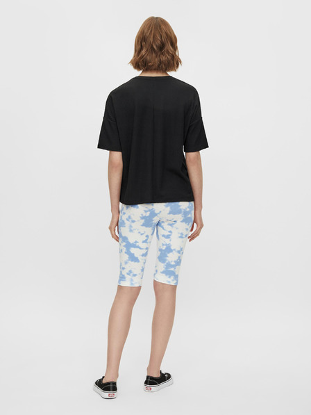 Pieces Blaue und weiße gemusterte kurze Leggings Pieces Tabbi Biker Shorts