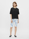 Pieces Blaue und weiße gemusterte kurze Leggings Pieces Tabbi Biker Shorts