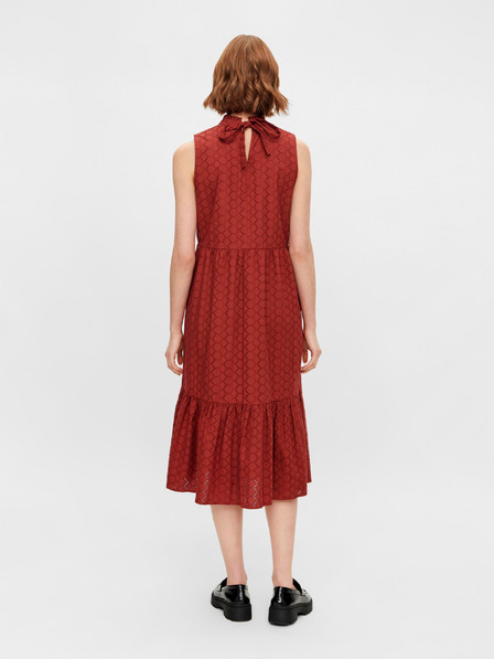 Pieces Braunes gemustertes Midikleid mit Stehkragen Pieces Lupin