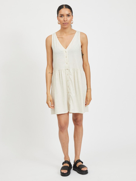 Vila Cremefarbenes Kleid mit Knöpfen VILA Anika