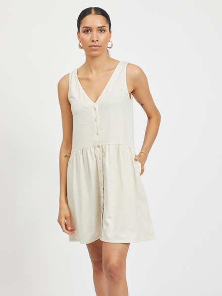 Vila Cremefarbenes Kleid mit Knöpfen VILA Anika