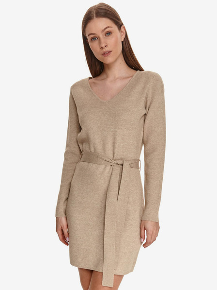 TOP SECRET Beigefarbenes Damenkleid mit Taillenbinde TOP SECRET