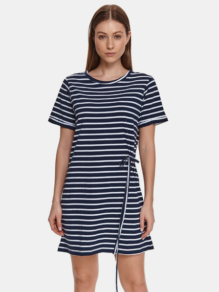 TOP SECRET Dunkelblau gestreiftes Kleid mit Krawatte TOP SECRET