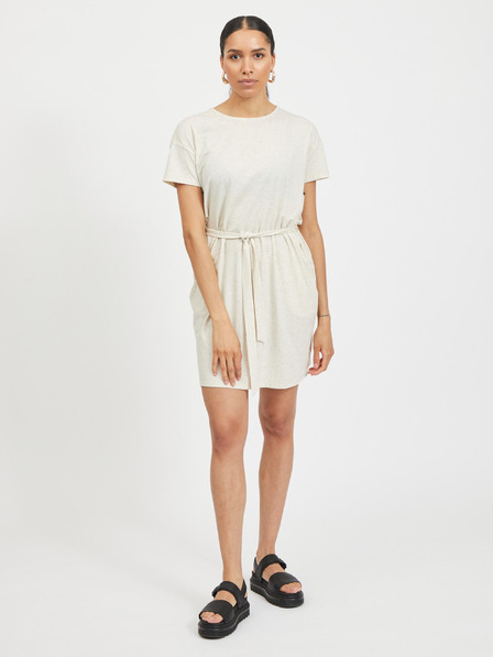 Vila Cremefarbenes Kleid mit Bindeband VILA Anika