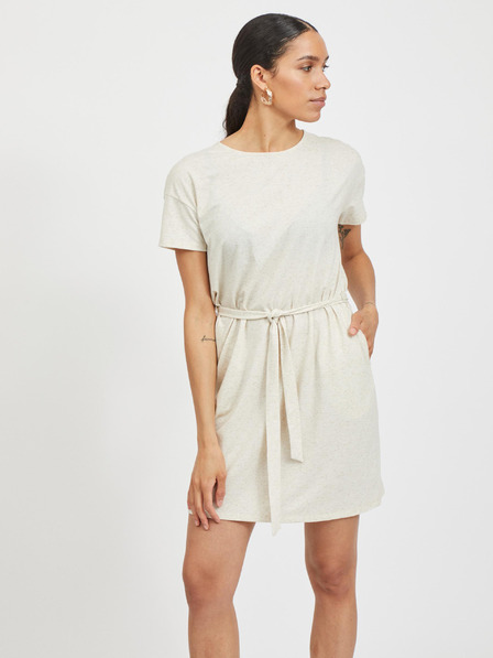 Vila Cremefarbenes Kleid mit Bindeband VILA Anika