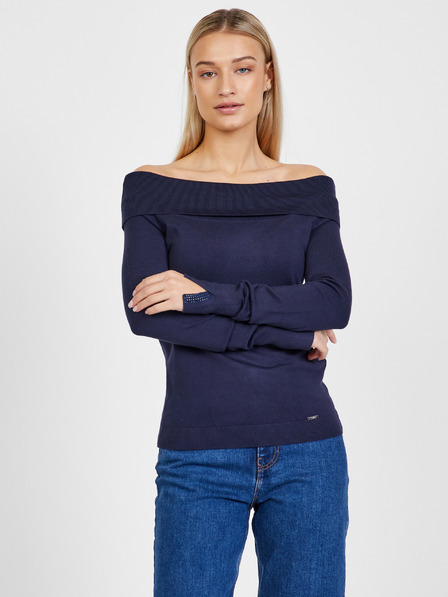 Liu Jo Dunkelblauer schulterfreier Pullover für Damen Liu Jo