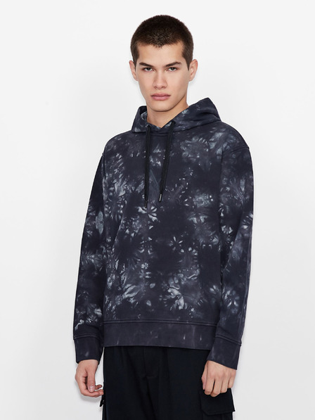 Armani Exchange Dunkelblauer gemusterter Herren-Kapuzenpullover Armani Exchange