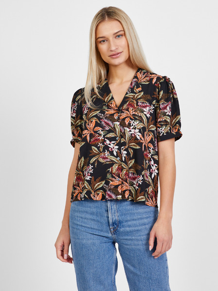 ONLY Schwarze Bluse nur mit Blumenmuster