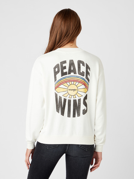 Wrangler Weißes bedrucktes Damen-Sweatshirt von Wrangler Retro Sweat